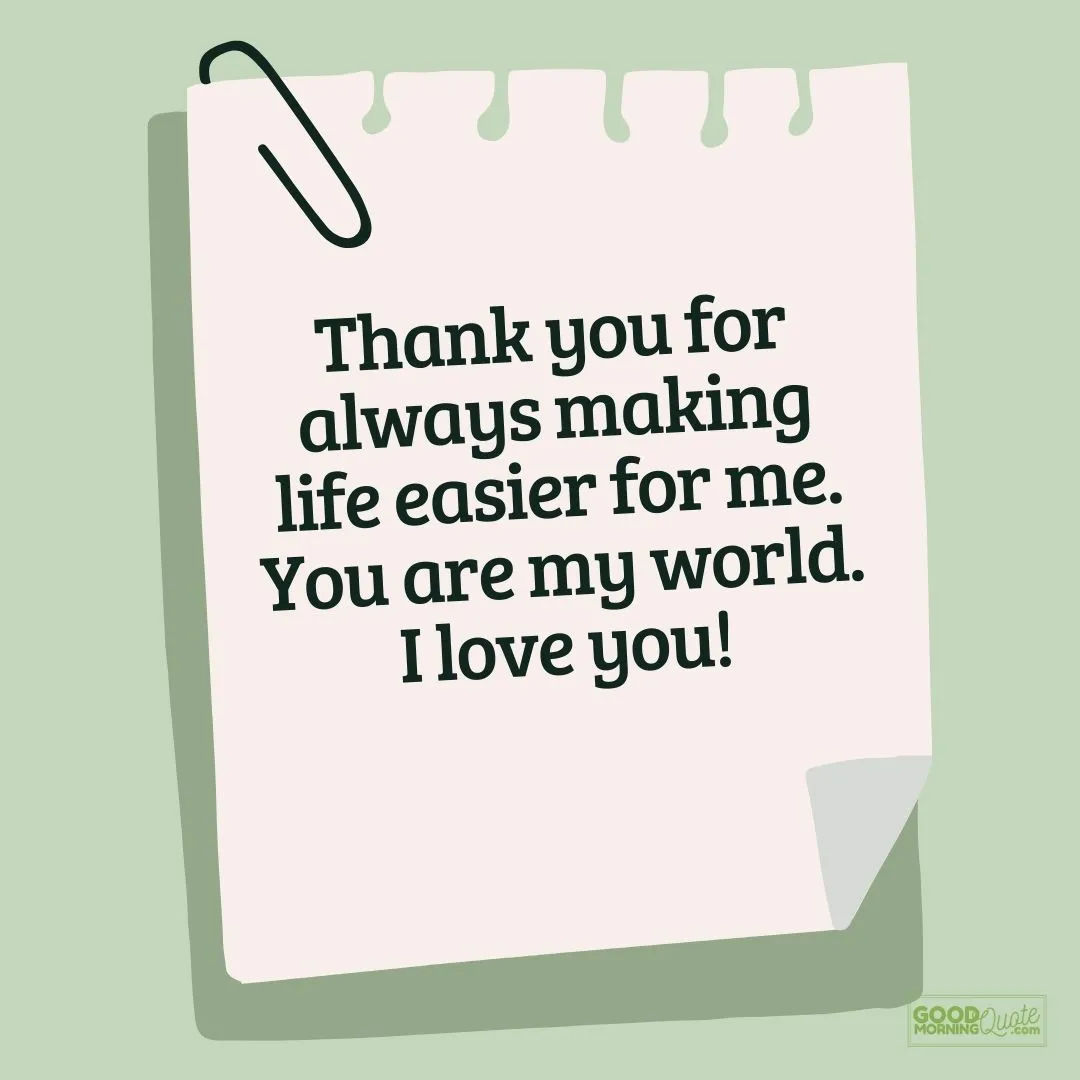 "Thank you for always making life easier" on paper note green background