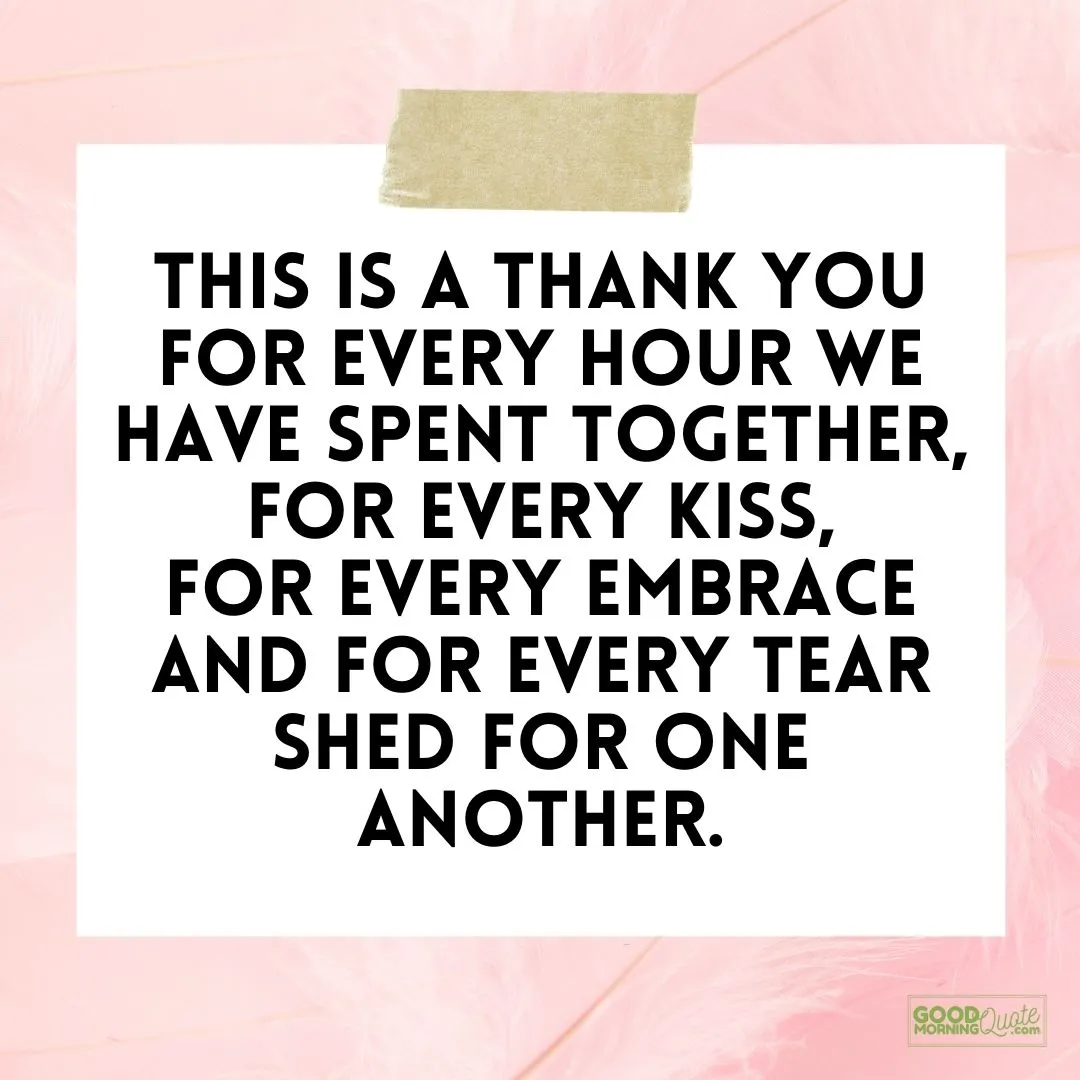 "every hour we spent together" thank you quote with textbox on pink background