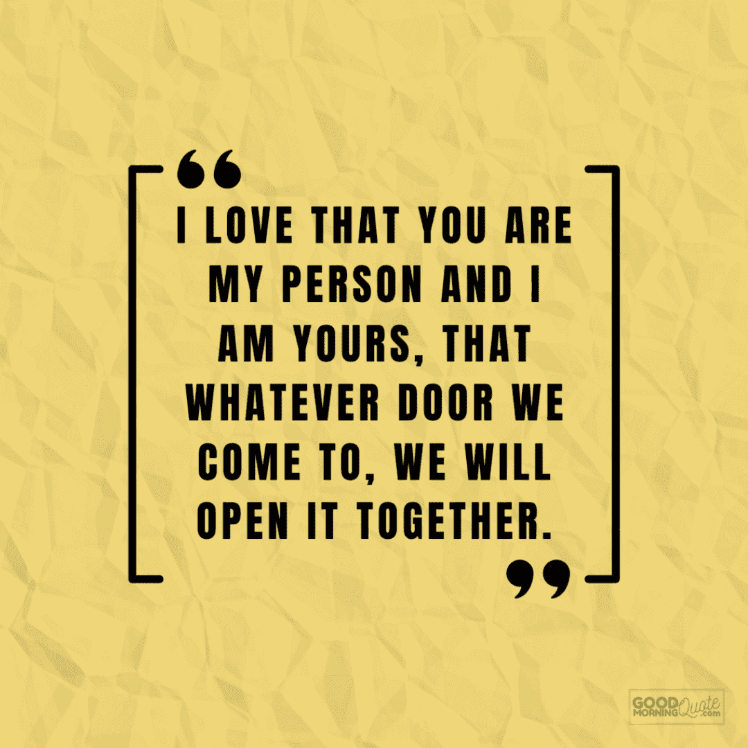 "i love that you are my person" love quote for him on yellow crumpled paper background