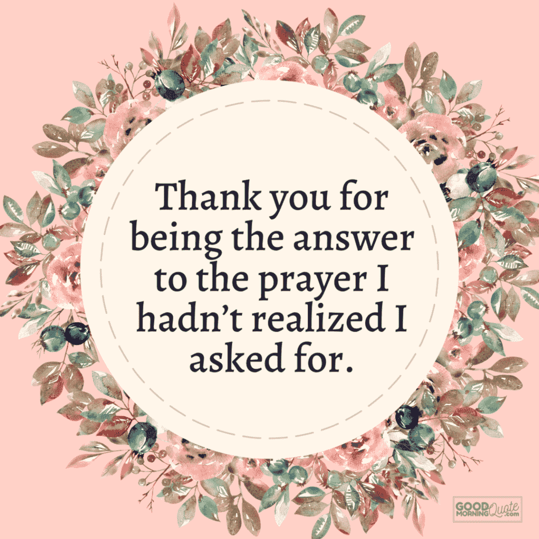"thank you for being the answer to the prayer" mother daughter quote on light pink floral background