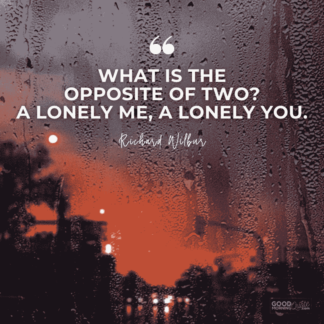 "the opposite of two" with raindrops in the background
