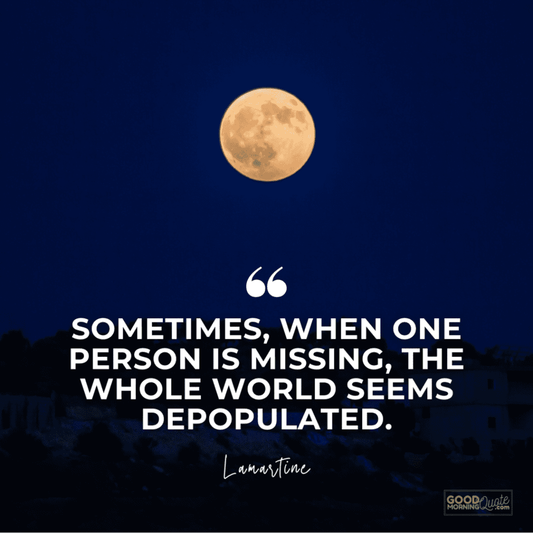 "the whole world seems depopulated" with dark blue sky and full moon in the background