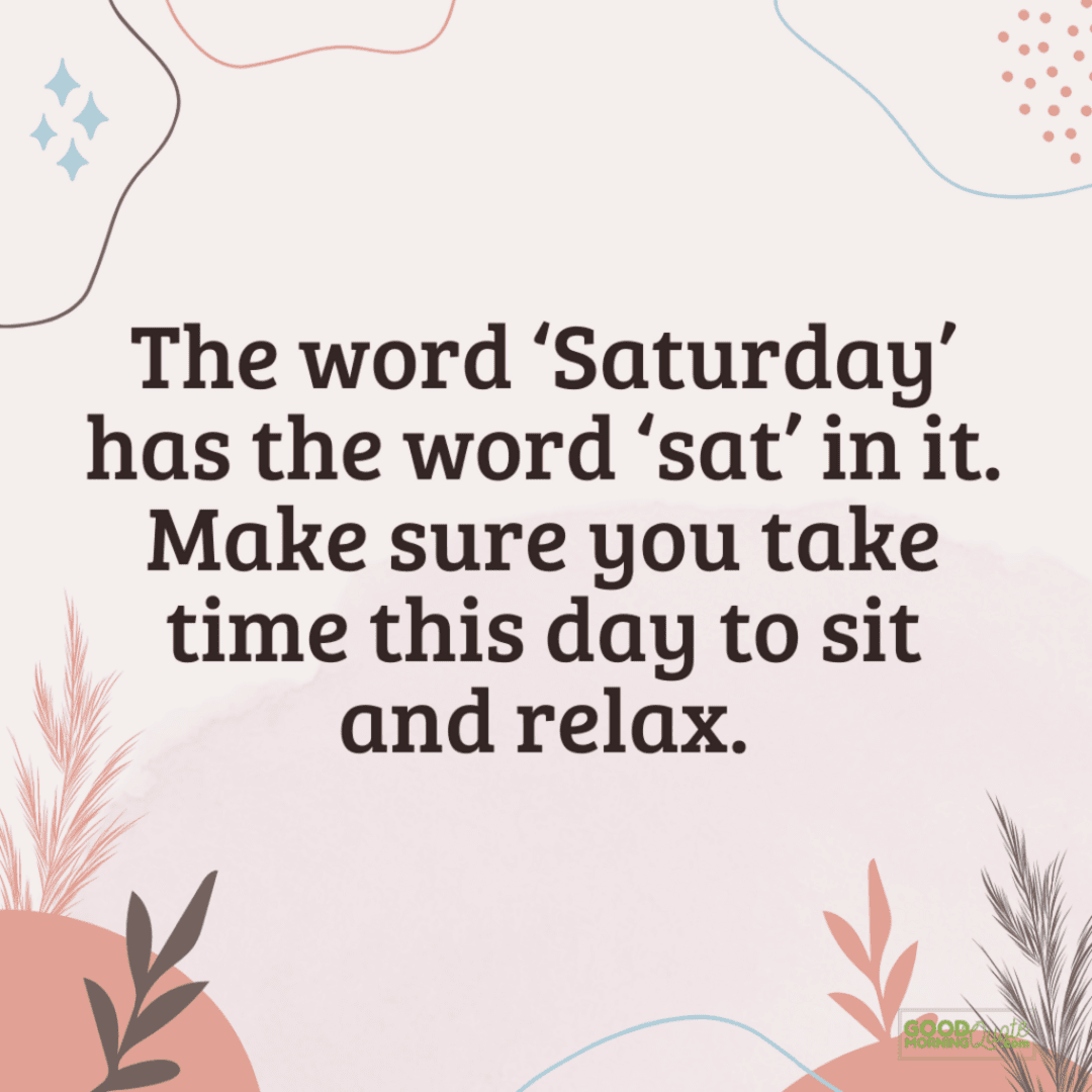 "the word saturday" happy and funny quote with abstract pink background