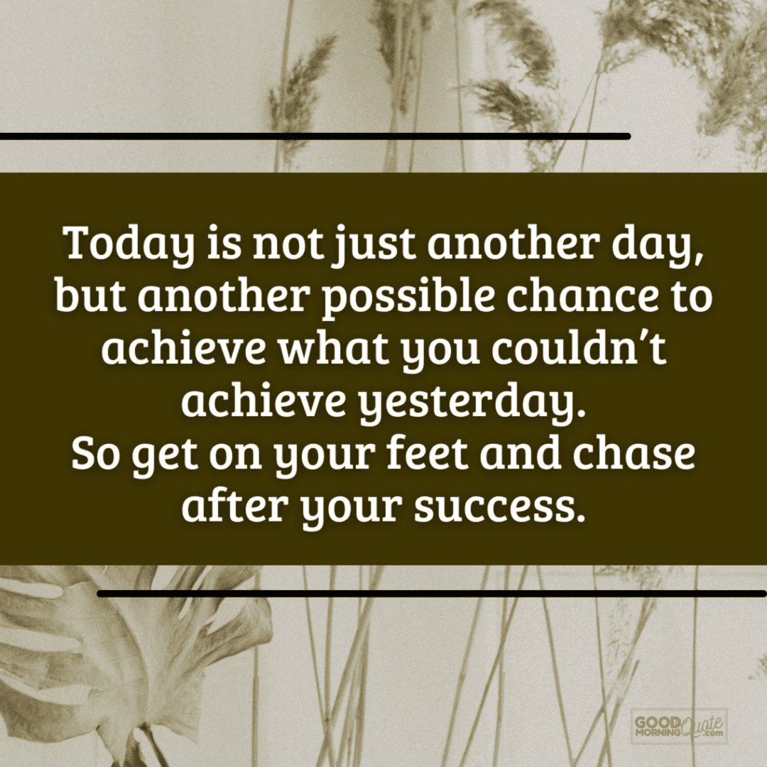 today is not just another day morning inspirational quote with brown and plant background