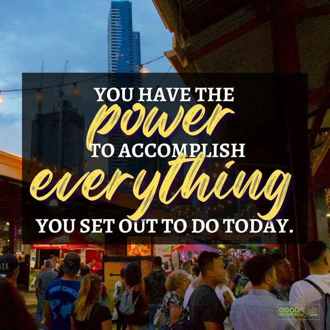 you have the power happy positive quote with people and market in the background