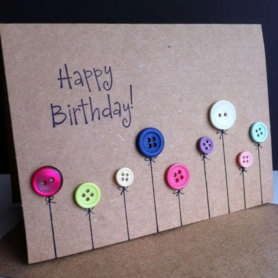 button balloons homemade birthday card ideas