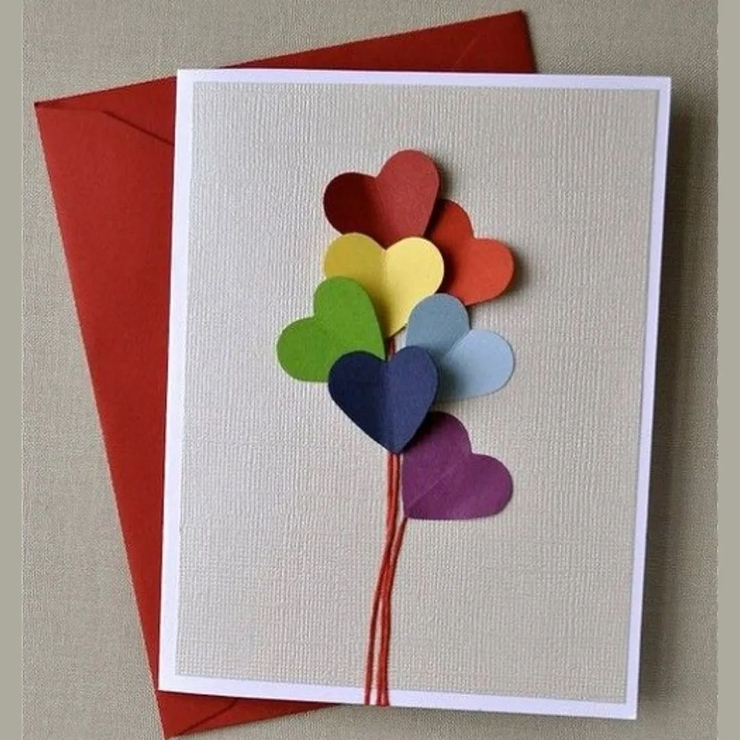 colorful hearts homemade birthday card ideas