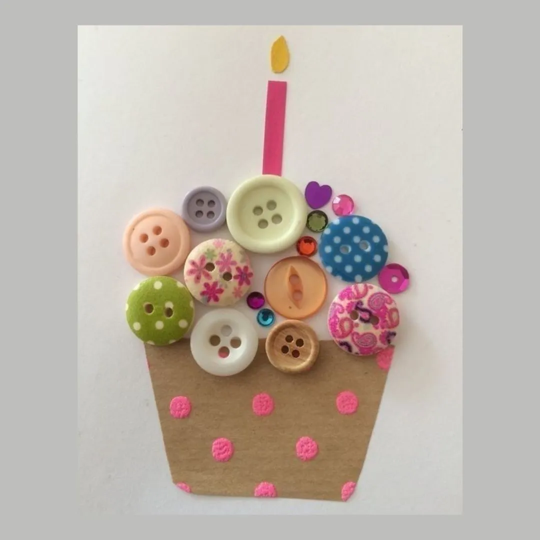 cupcake buttons homemade birthday card ideas