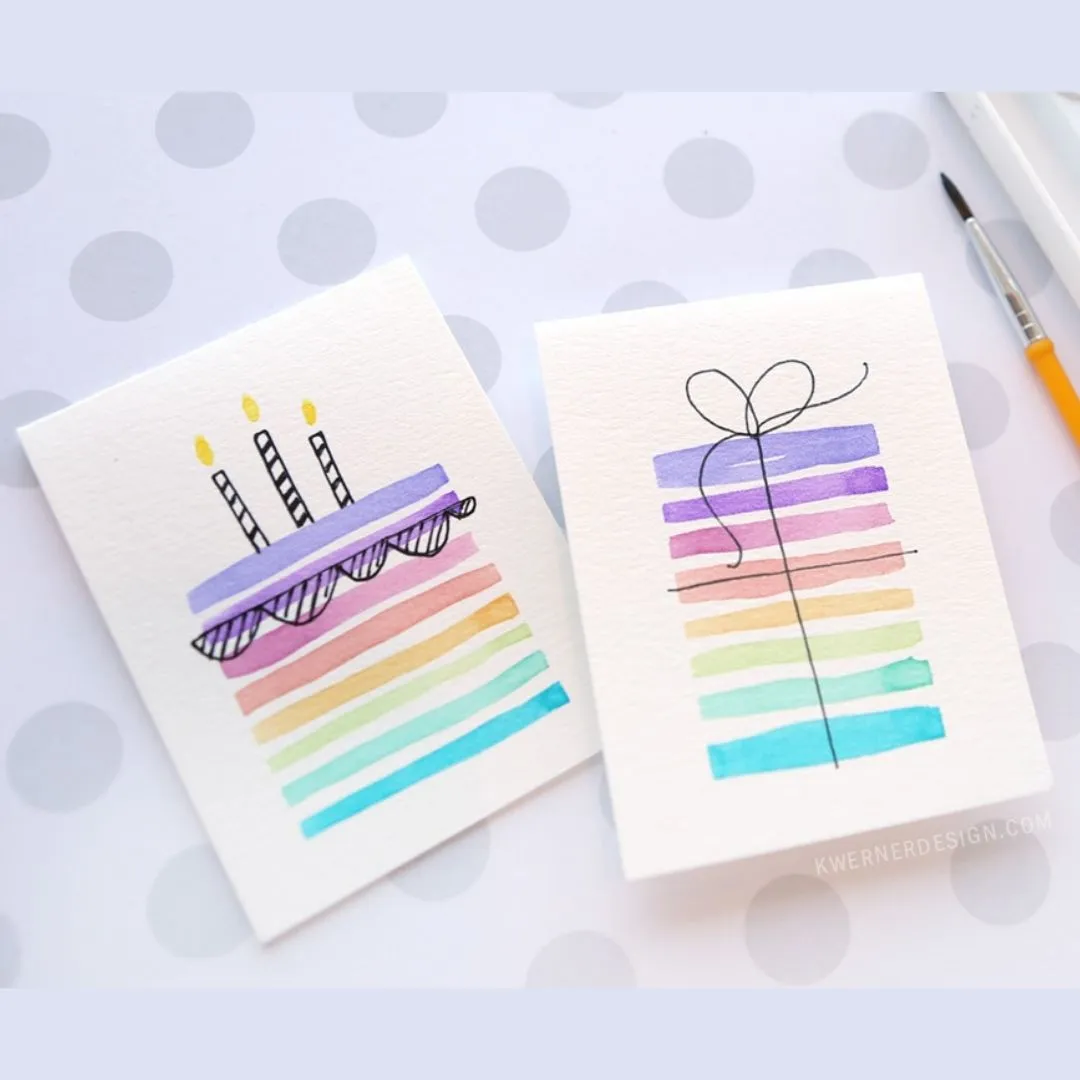 minimal watercolor homemade birthday card ideas