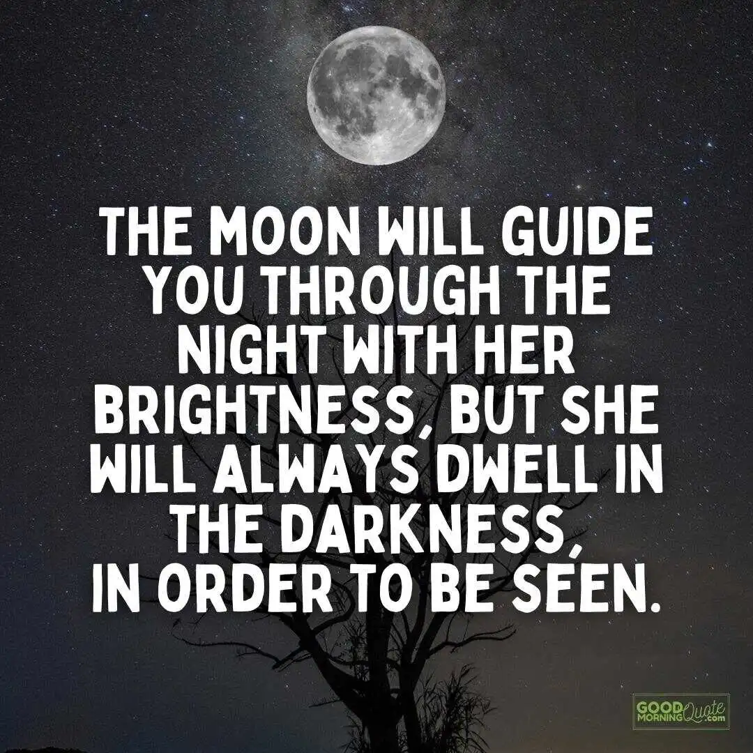 the moon will guide you goodnight quote with night sky background