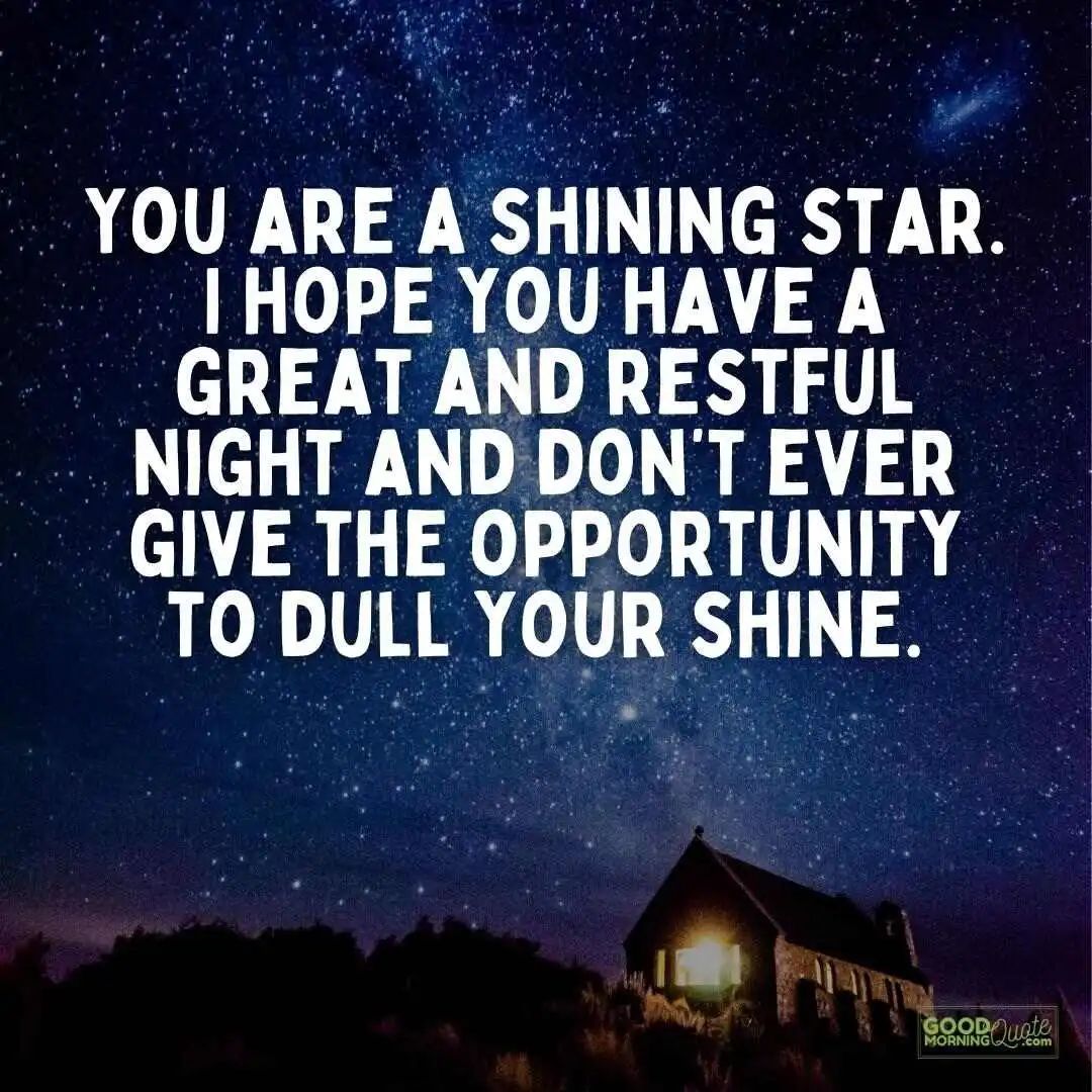 you are a shining star goodnight quote with night sky background