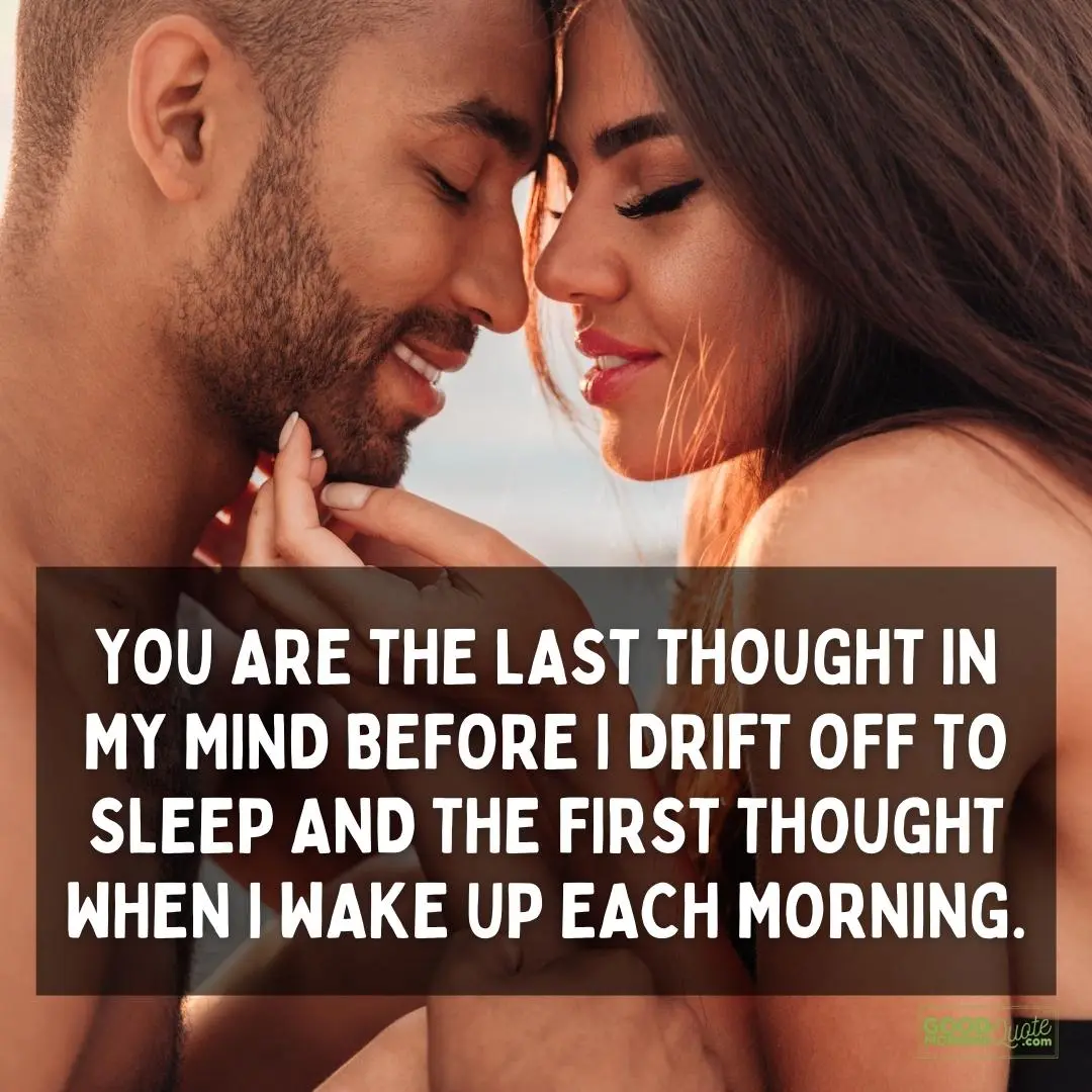 you are the last thought in my mind relationship quote with couple in the background