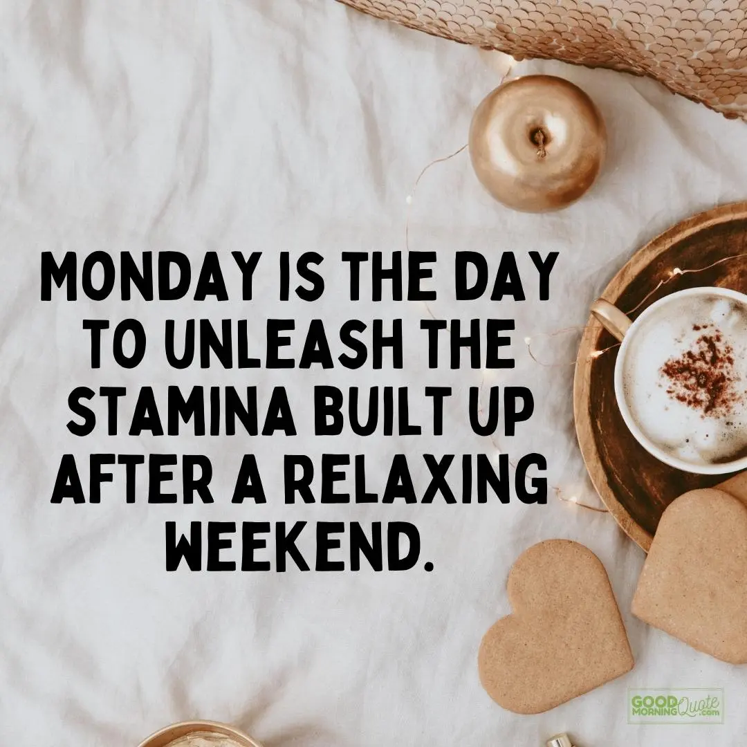 the day to unleash the stamina happy monday quote