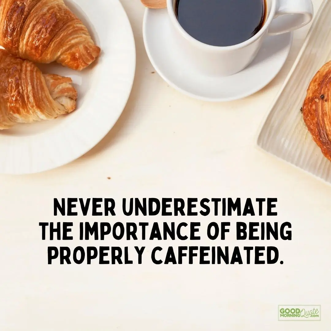 the importance of being properly caffeinated morning inspirational quote