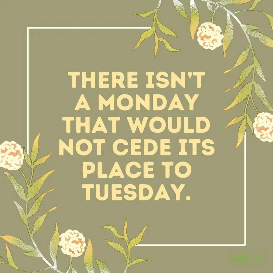there isn't a monday that would not cede its place happy tuesday quote