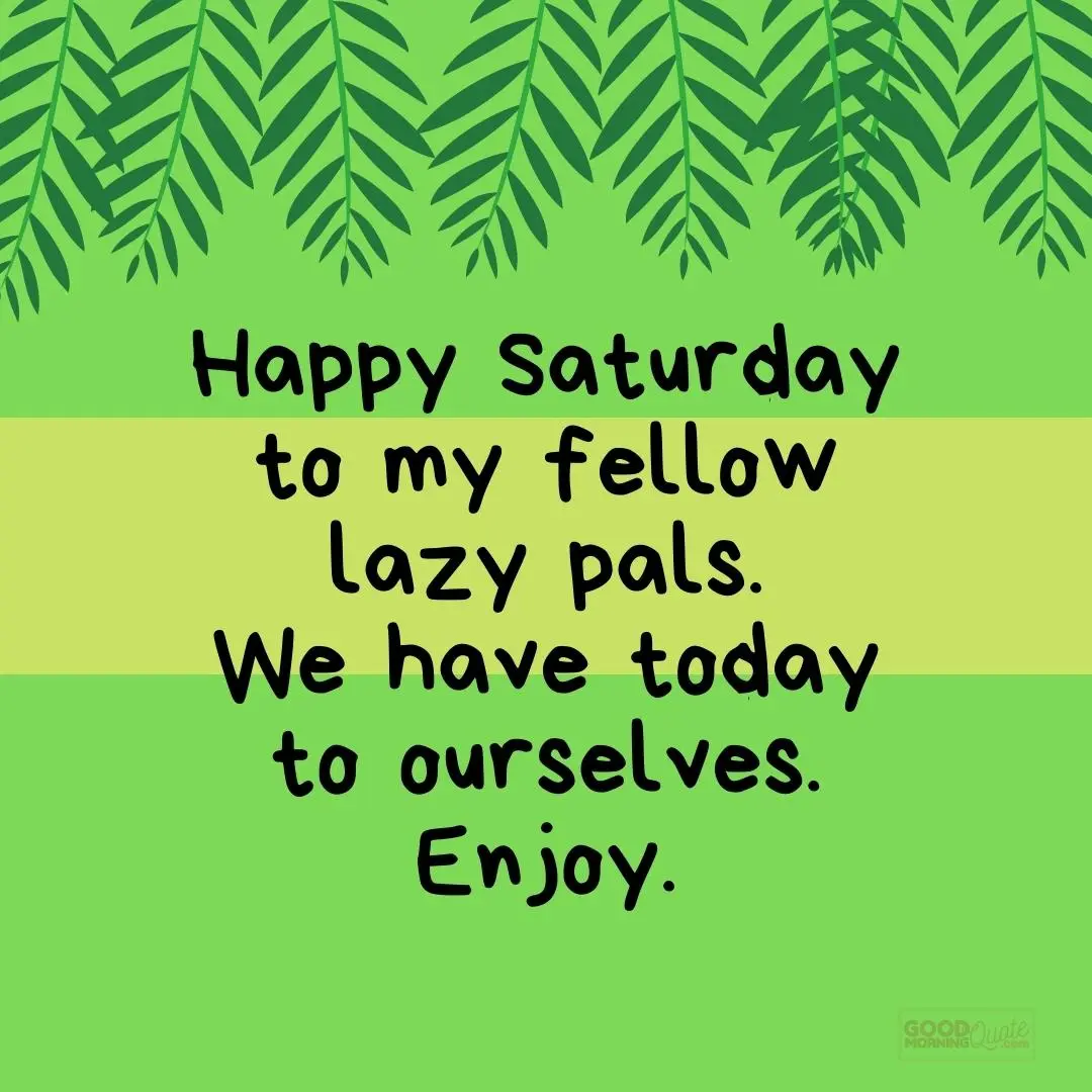 to my fellow lazy pals saturday quote