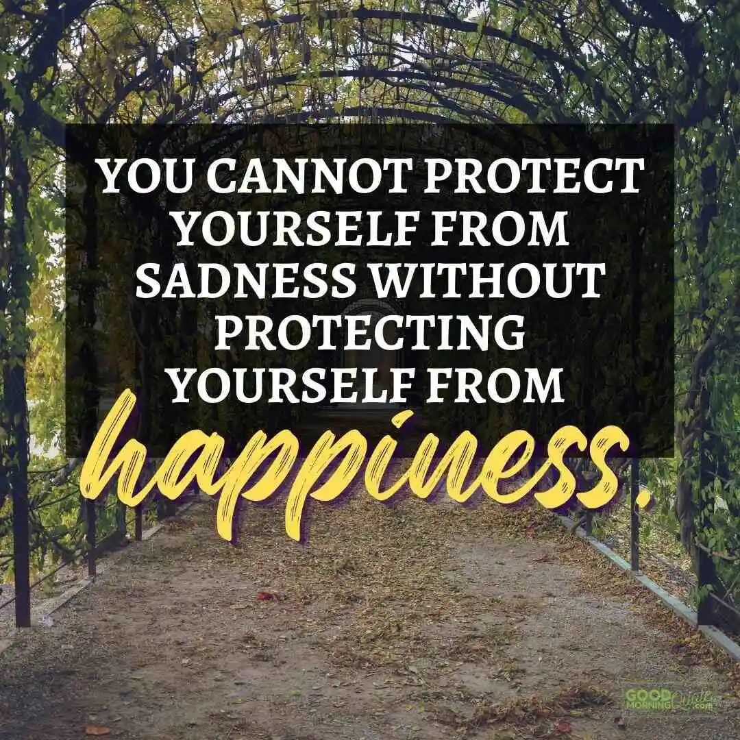 you cannot protect yourself from sadness happy