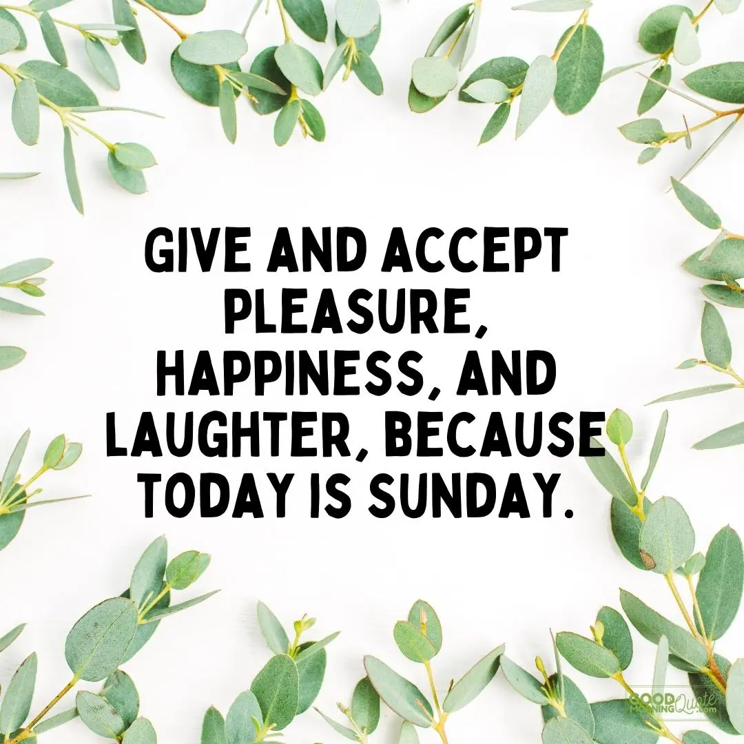 give and accept pleasure, happiness, and laughter happy sunday quotes