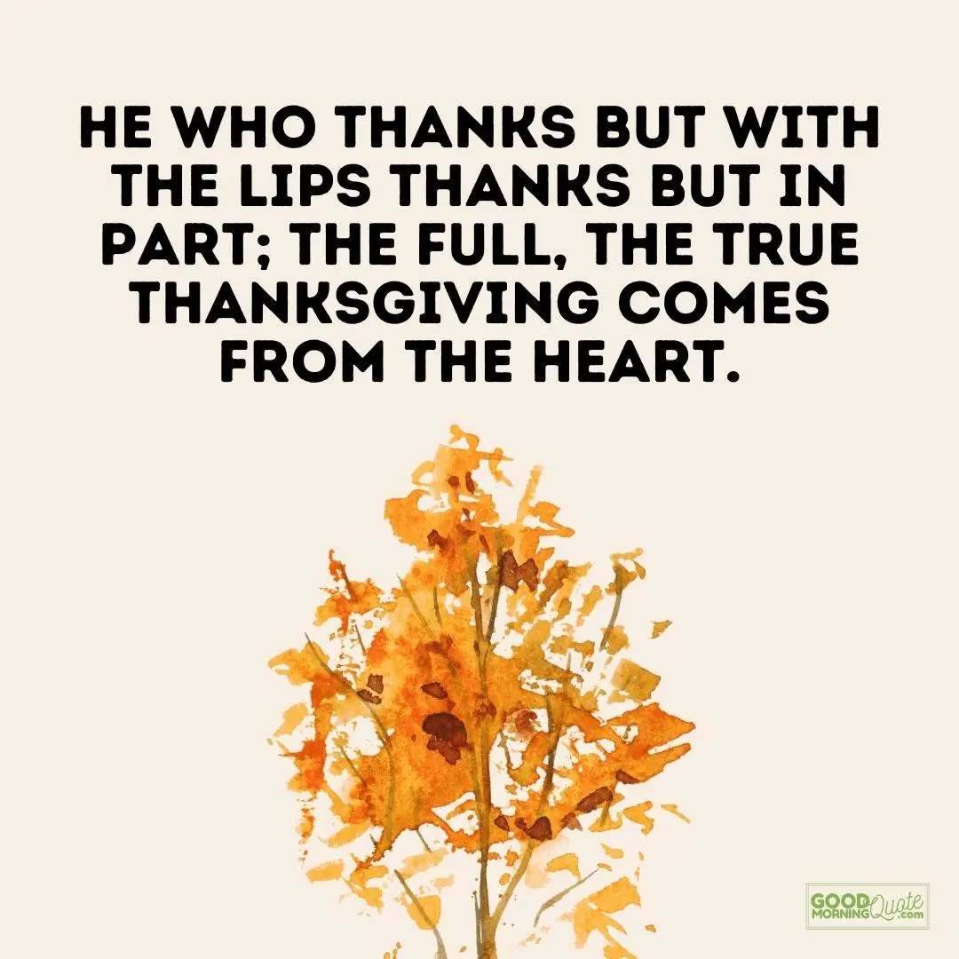 the true thanksgiving comes from the heart thanksgiving quote