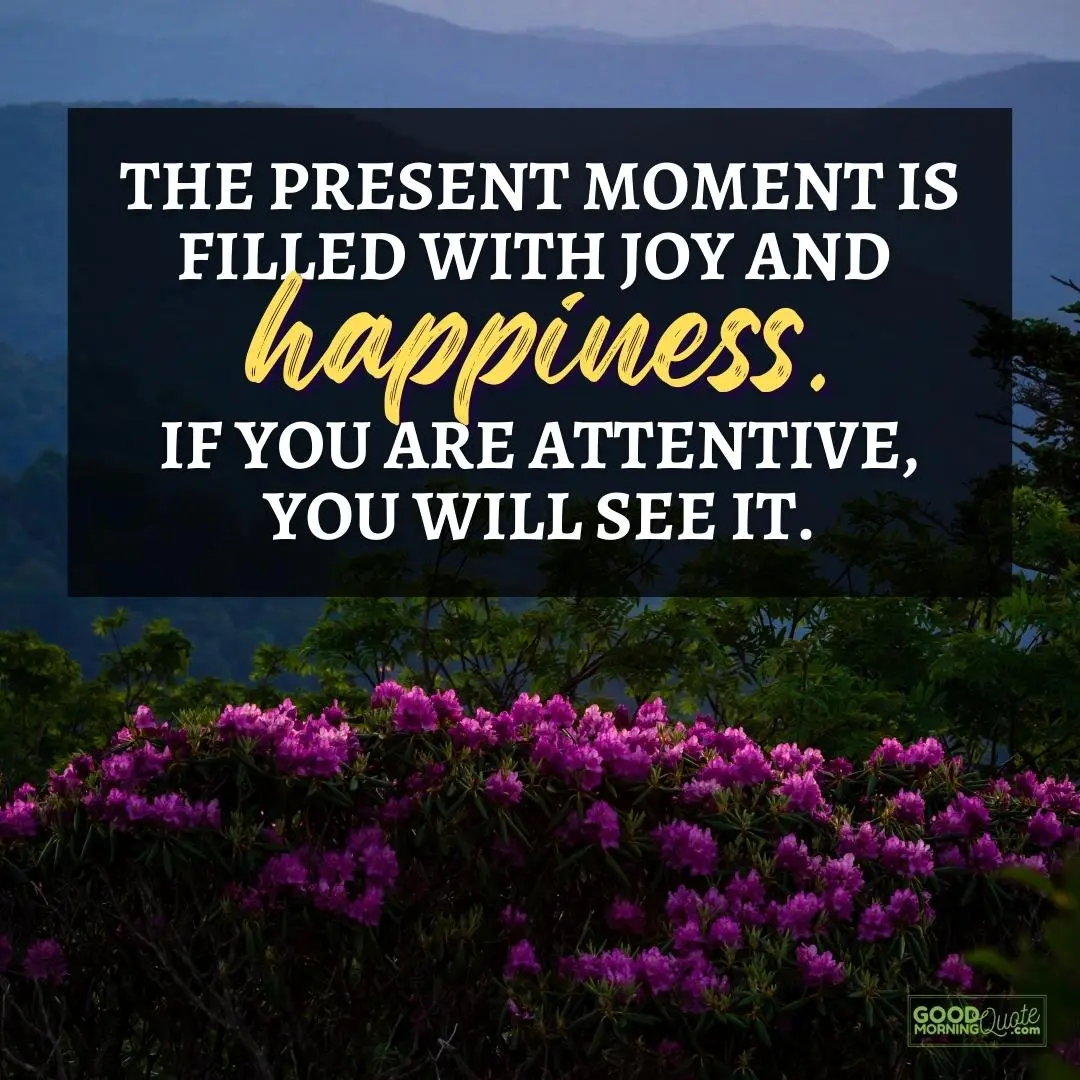 the present moment is filled with joy happy positive quote