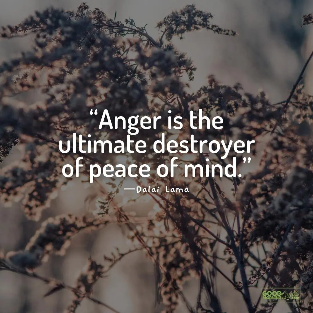 anger is the ultimate destroyer - Peace of Mind Quote