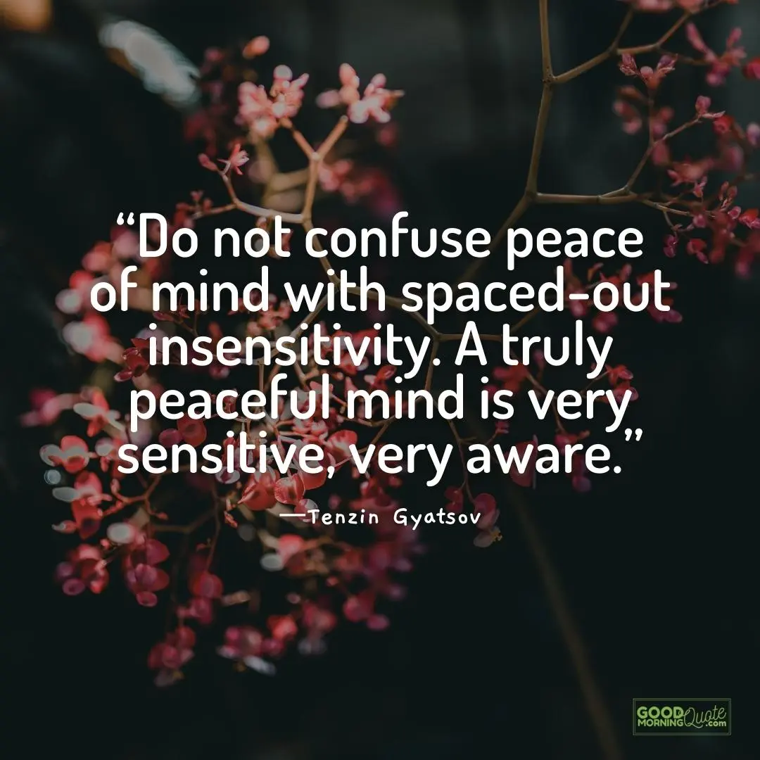 do not confuse peace of mind with spaced-out insensitivity - Peace of Mind Quote