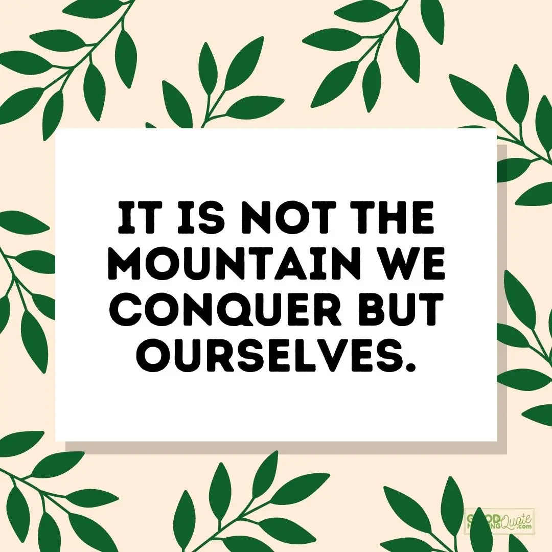 it is not the mountain we conquer - self care quote