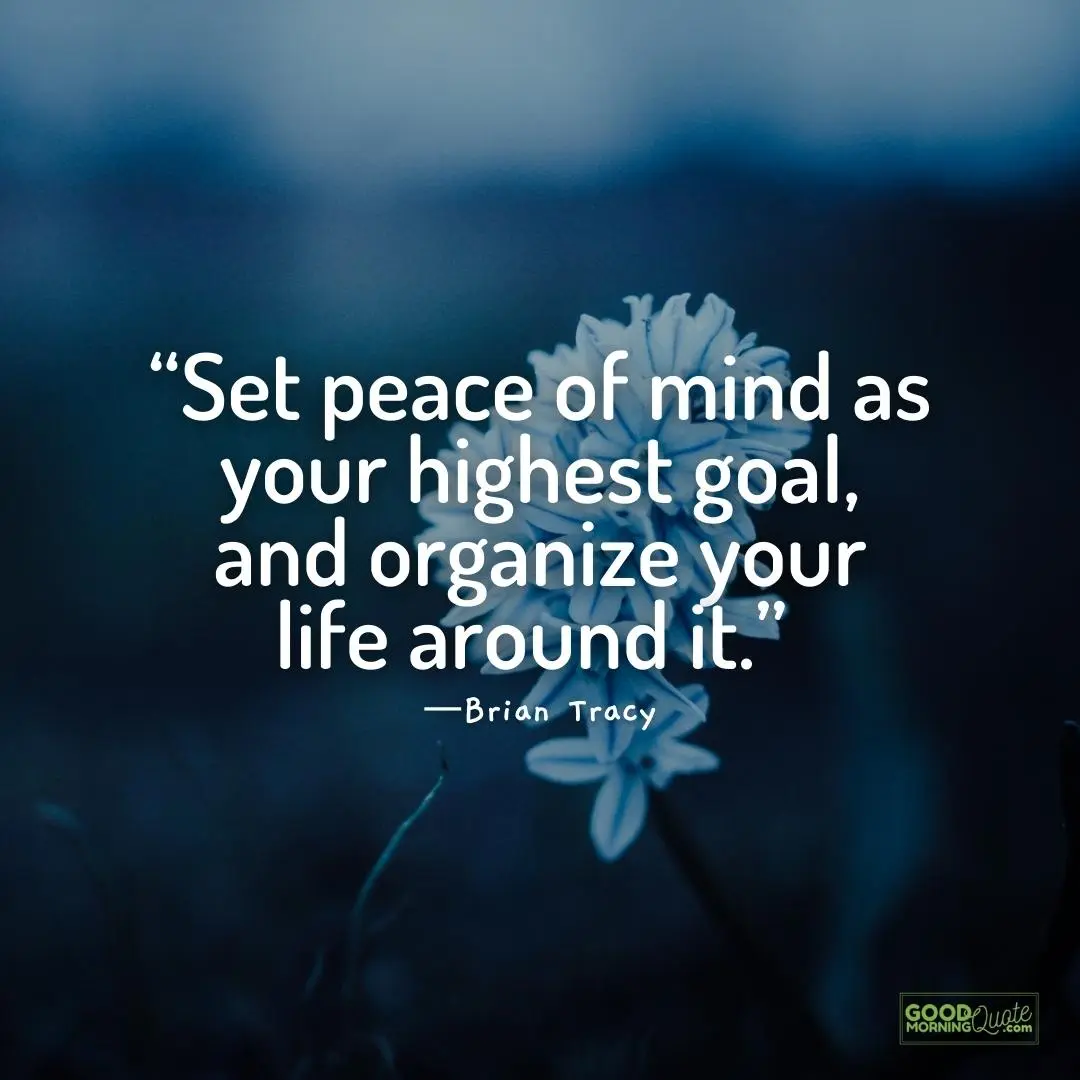 set peace of mind as your highest goal - 