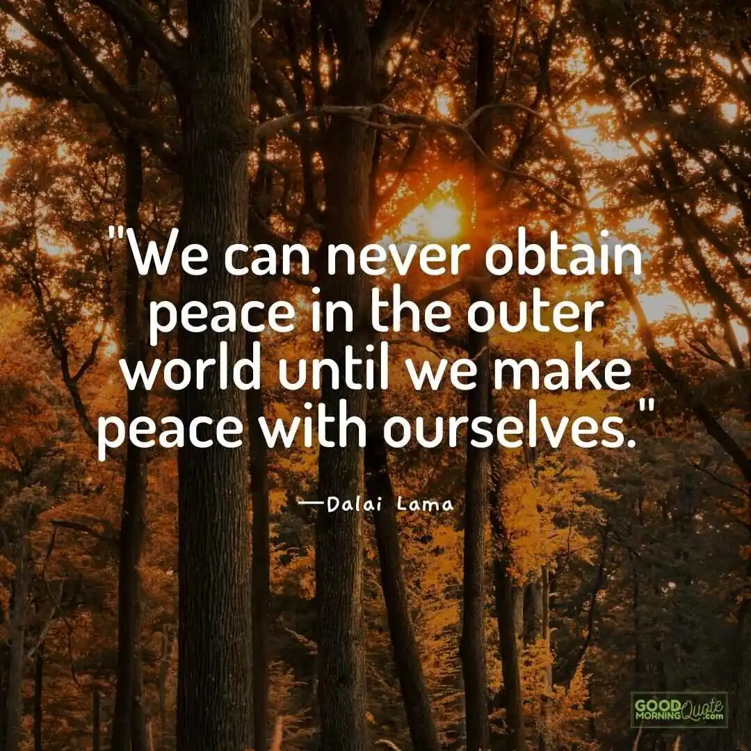 “We can never obtain peace in the outer world until we make peace with ourselves.” —Dalai Lama