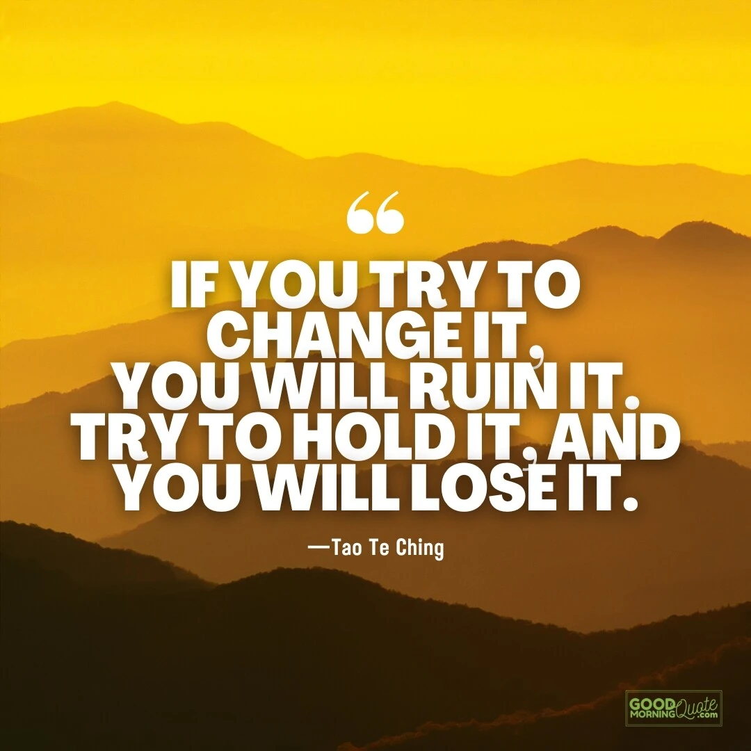 if you try to change it, you will ruin it - tao te ching quote
