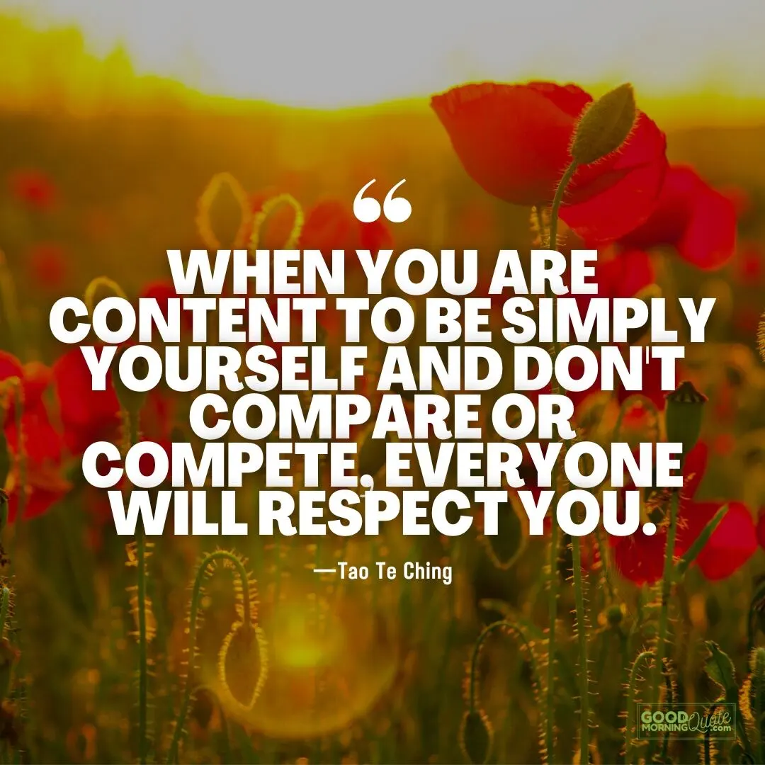 when you are content to be simply yourself - tao te ching quote