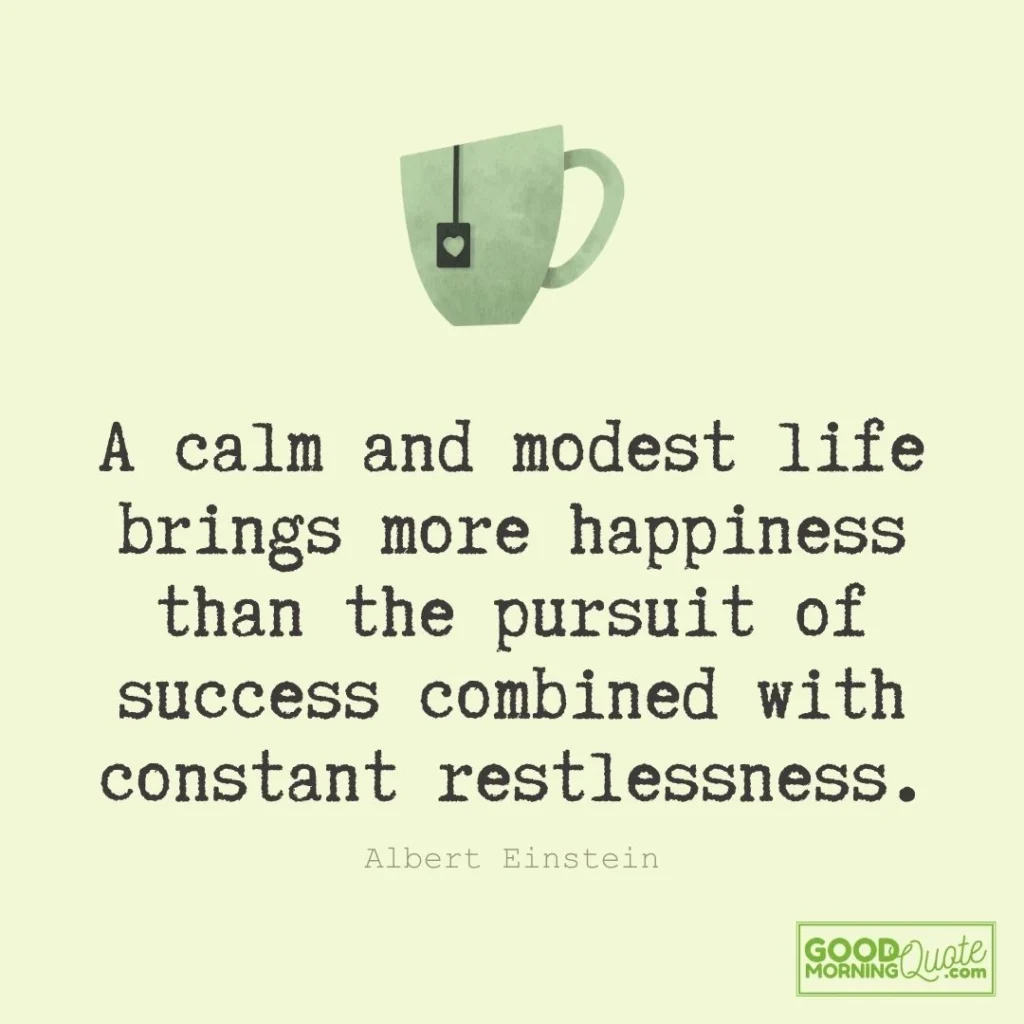 A calm and modest life brings more happiness than the pursuit of success
